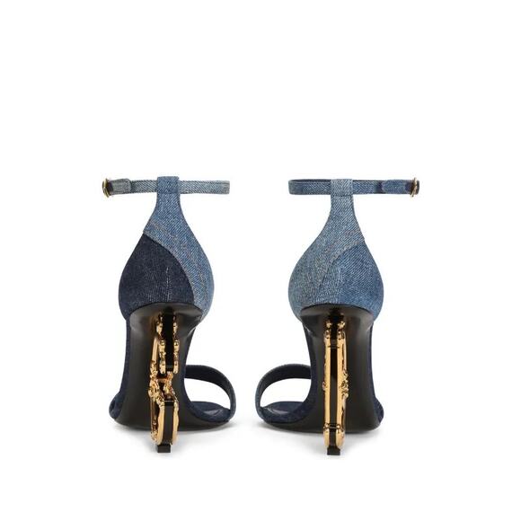 Dolce & Gabbana 105mm DG Heel Patchwork Denim Sandals – Size 39 EU - Picture 3 of 12